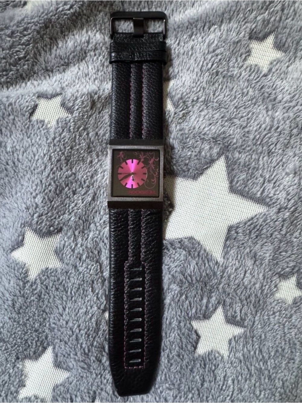 Rockwell Black Leather Strap Smartwatch with Pink Dial